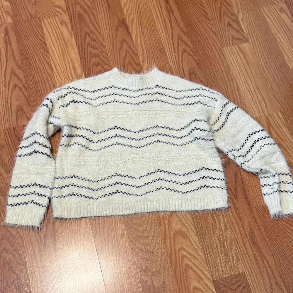 Elegant Cream and Black Patterned Sweater